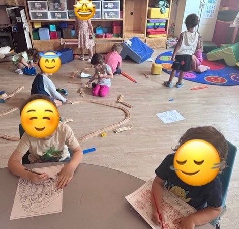 Kids playing indoors in the classroom